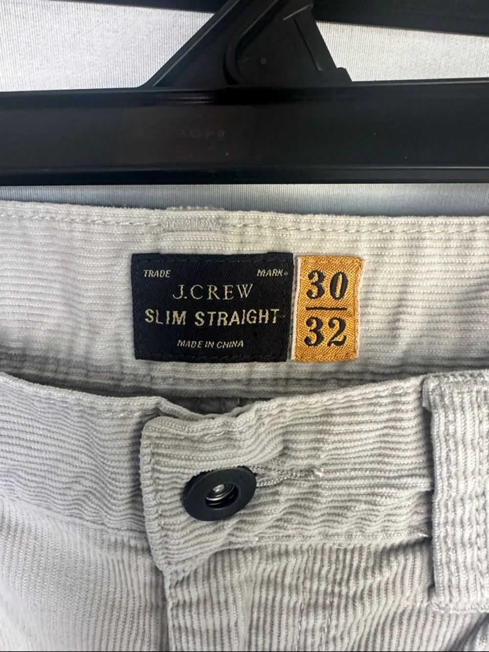 J.Crew Pants Mens 30x32 Slim Straight Light Gray Corduroy Preppy Academic